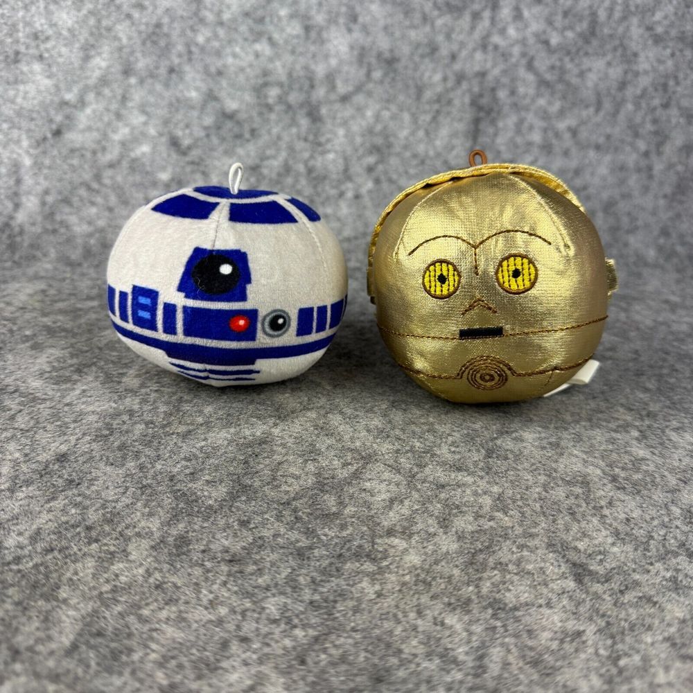 Hallmark Fluffballs Star‎ Wars C3PO R2D2 Plush Lot of 2 Ornaments